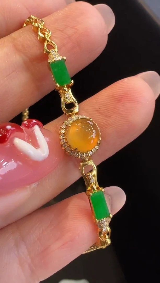 18K金镶嵌手链翡翠手链