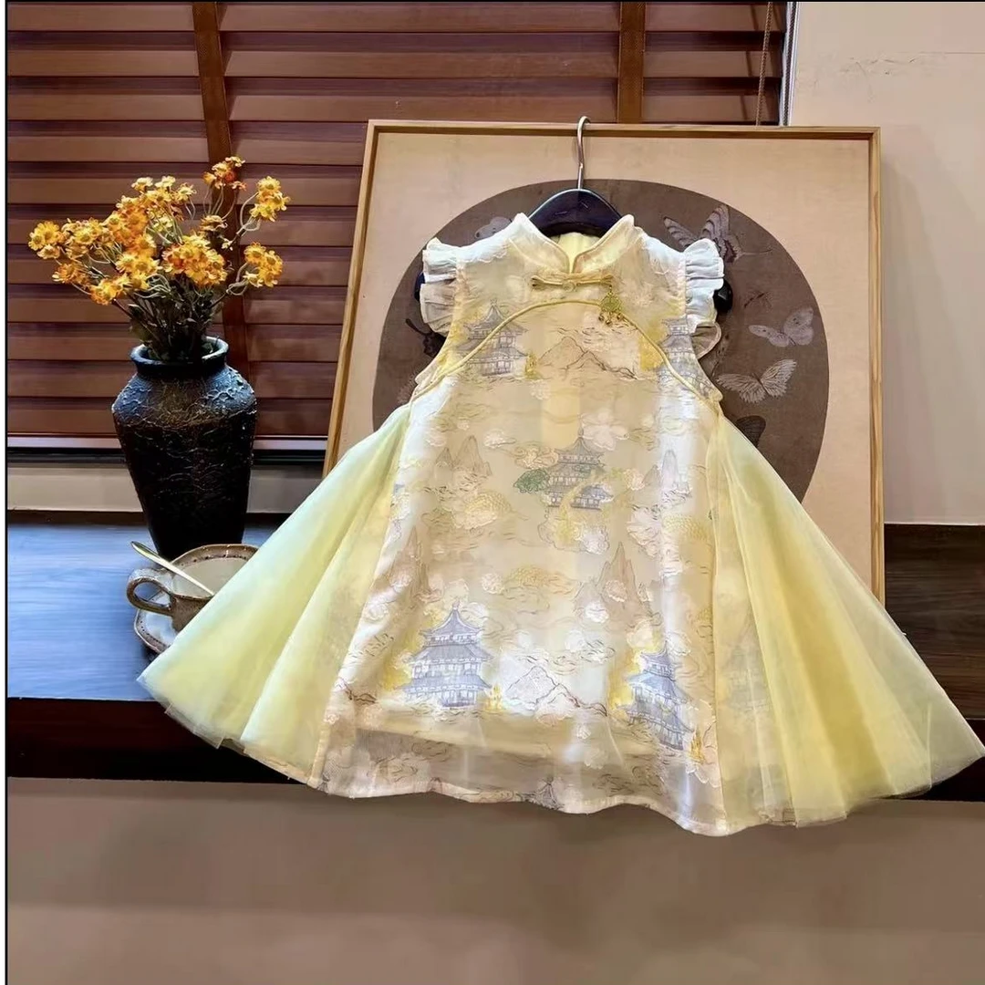 【温公子】女童连衣裙2025新款夏季公主裙古风吊带裙背心裙LSYQ060