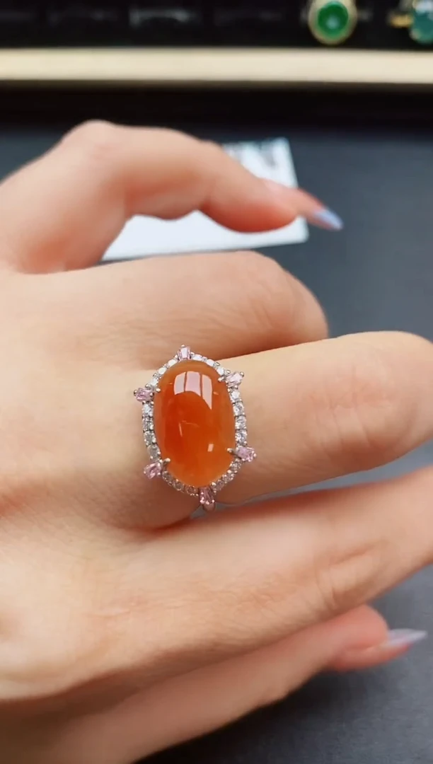 翡翠戒指银S925镶嵌32131