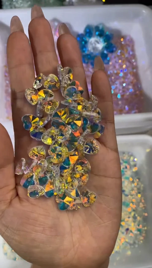 玻璃2585卡10华子爱心100颗爆闪白