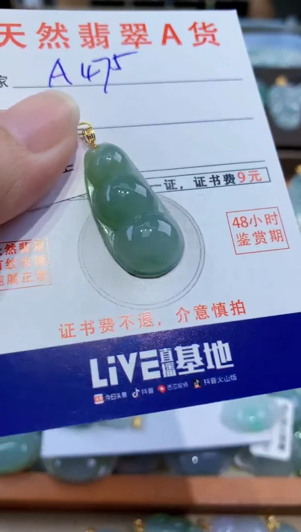 颈饰18K金镶嵌翡翠天然翡翠A货挂件