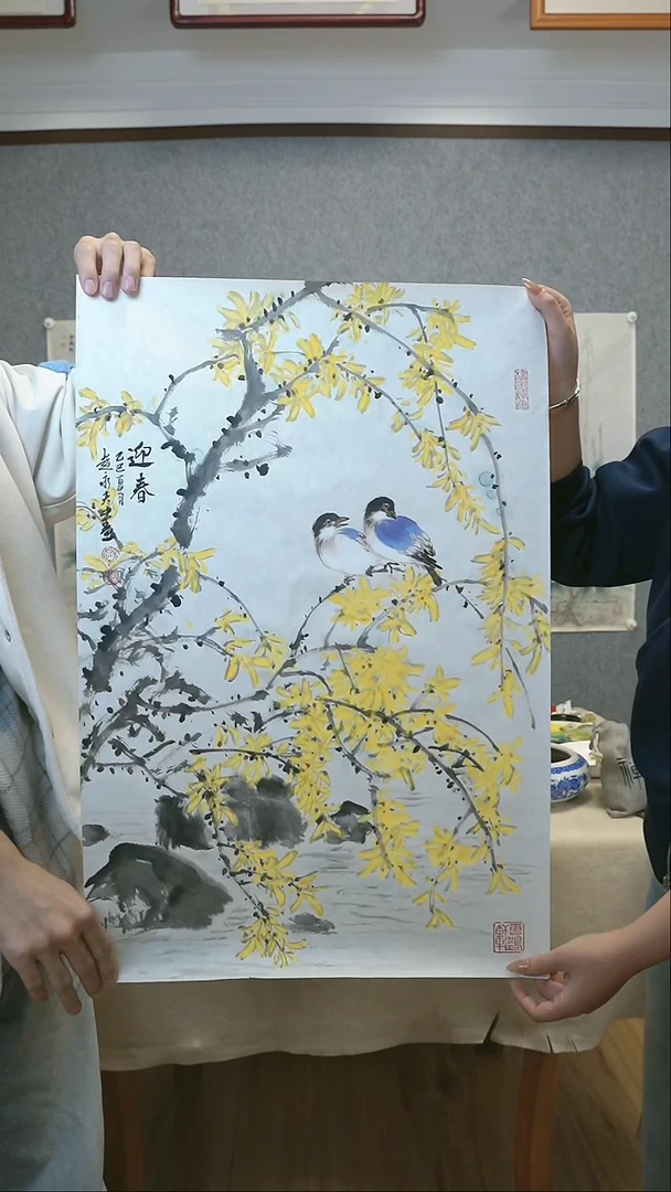 国画赵永夫三开花鸟作品