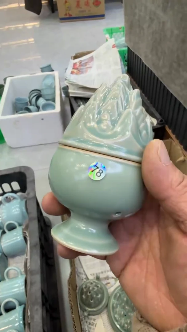 其他仿古绿小博山炉大瑕摆件78