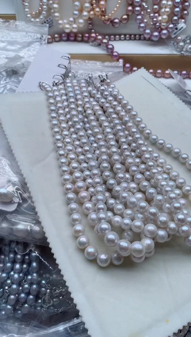 淡水珍珠银S925镶嵌项链多样性发其一，非无暇