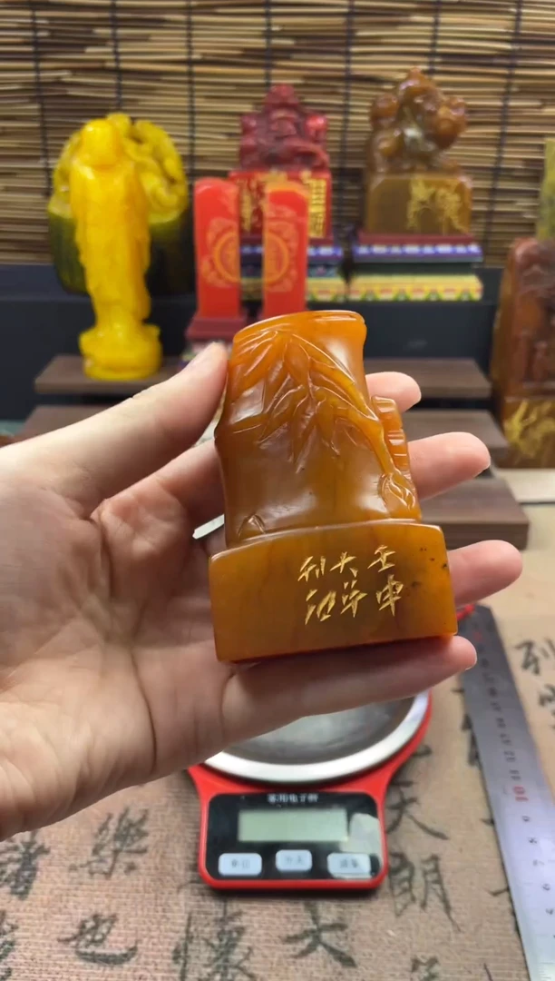 寿山石印石田黄竹节 我生百事常随缘