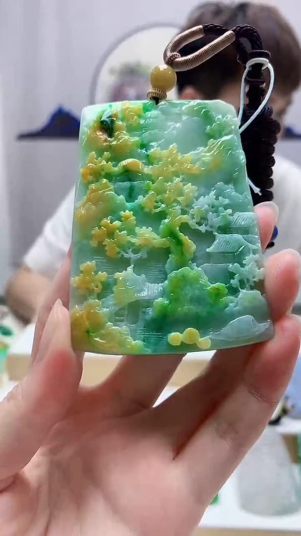 未镶嵌定制翡翠4868zm-毛货挂件山水105
