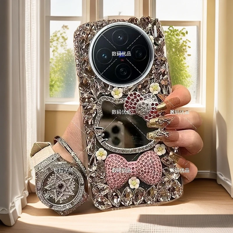 适用vivox200壳x100s凯蒂猫x90pro新款x100女套防摔补妆镜x200pro