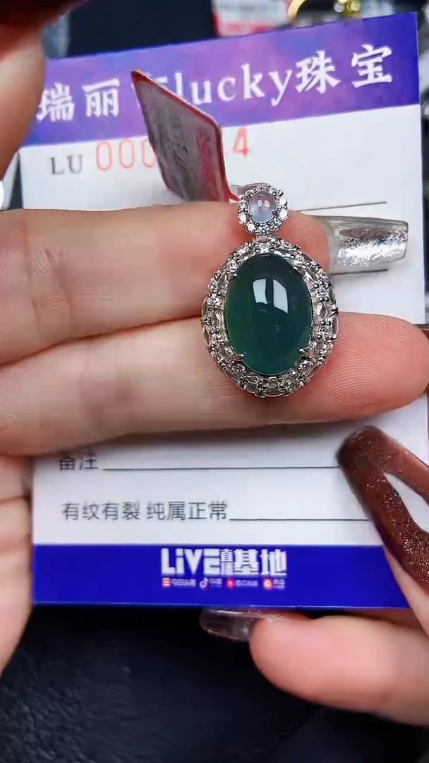 颈饰银S925镶嵌翡翠7544