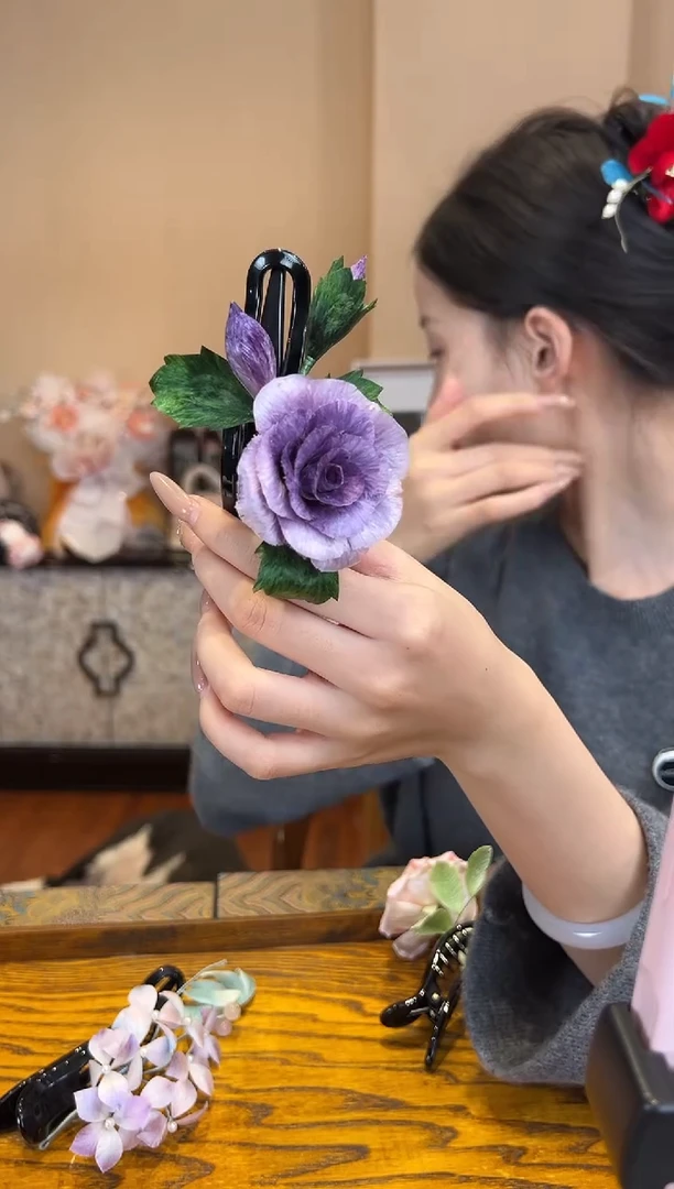 刺绣 非遗绒花（发饰）