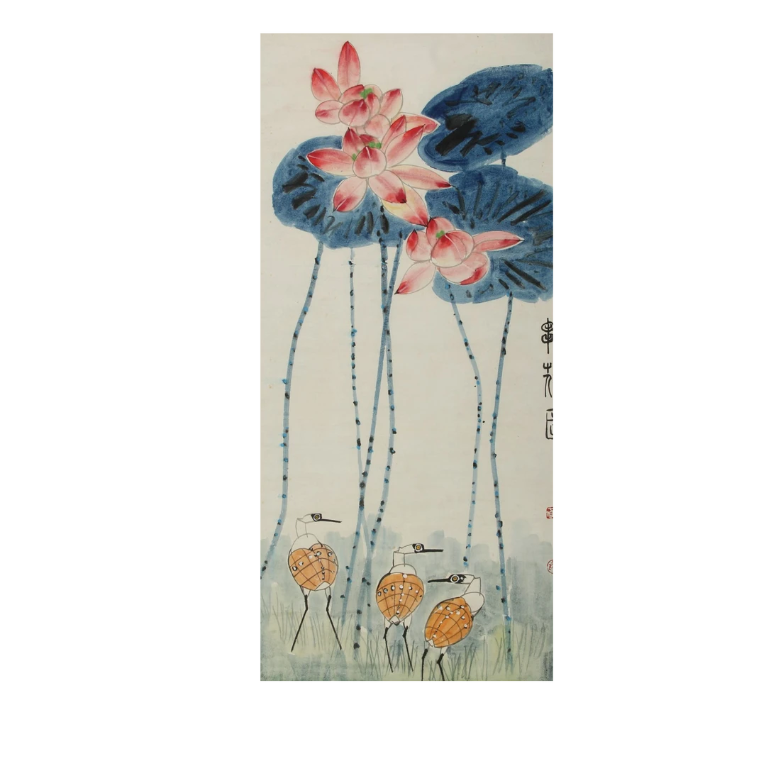 LOT.012 黄老《荷花》137*69cm 纸本设色镜片