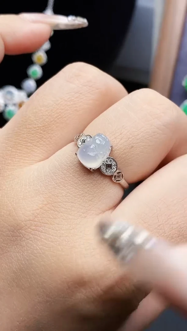 银S925镶嵌戒指翡翠1400