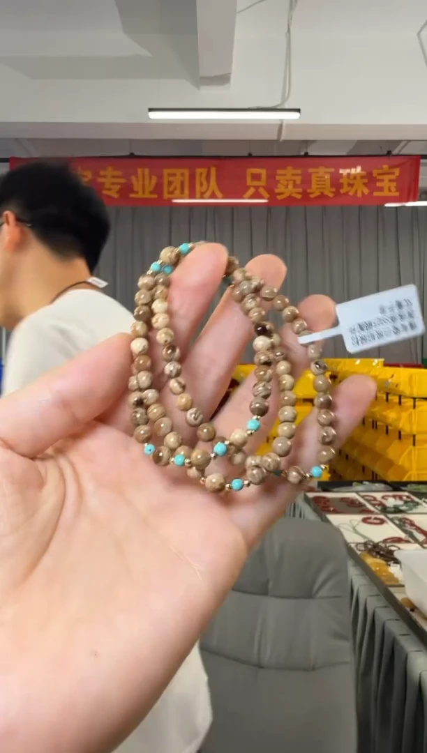 手串琥珀银S925镶嵌缅甸瓷白根珀圆珠搭S925银配件双圈手串