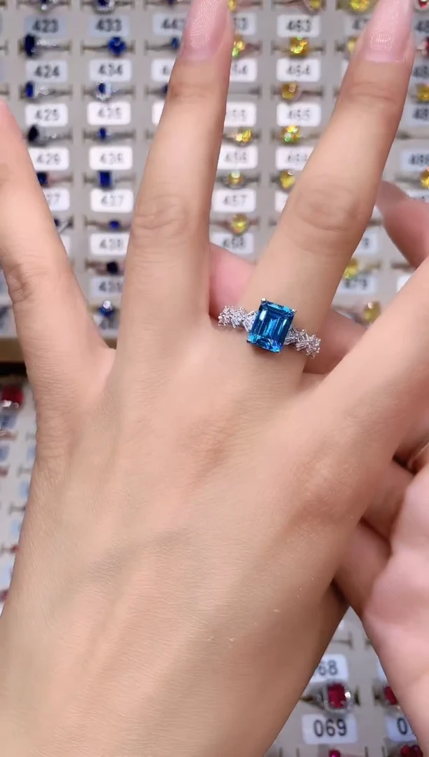 托帕石戒指银S925镶嵌白