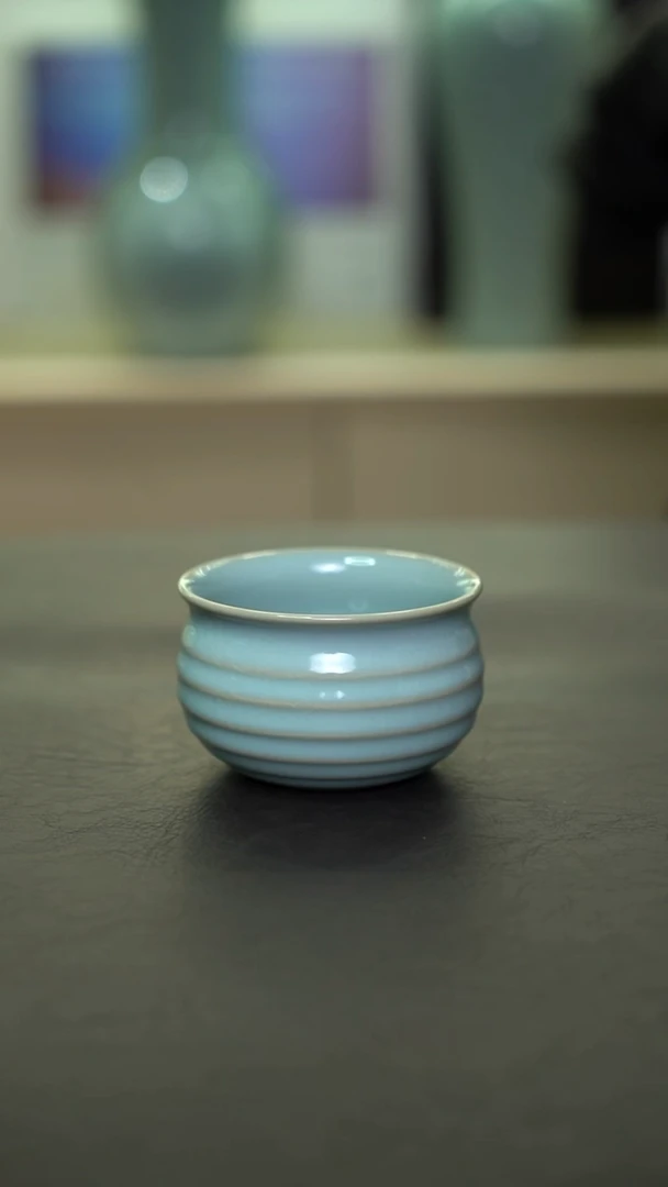 杯子瓷天青炫纹缸杯