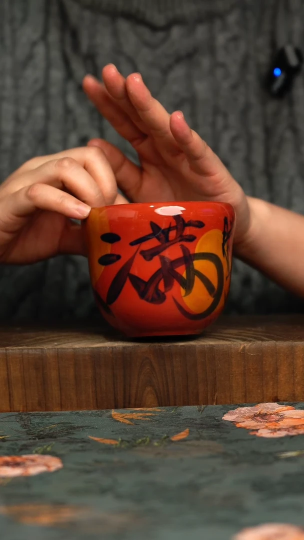 杯釉下彩手工手绘同款陶器