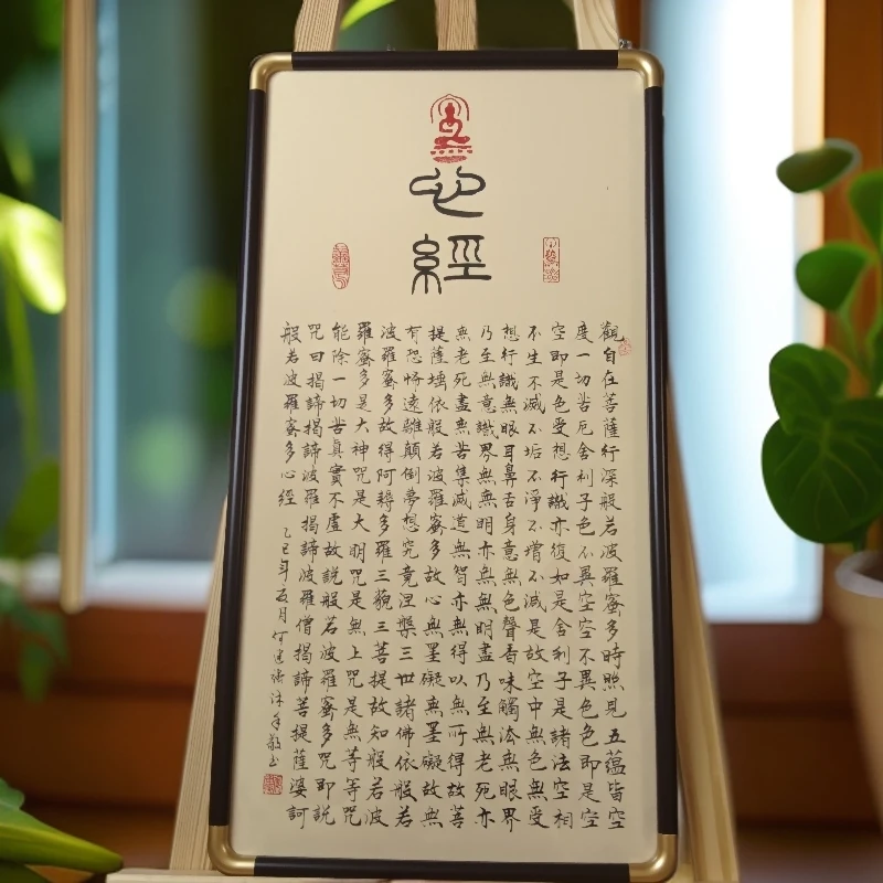 新中式《心经》竖版挂画入户玄关走廊过道茶室禅意书法装饰画