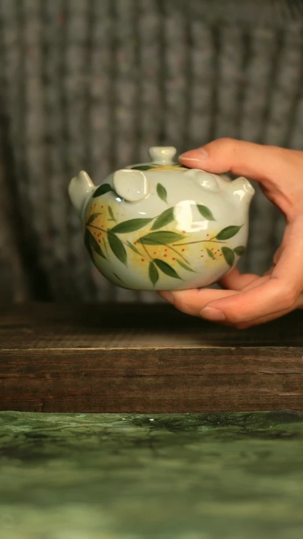 陶瓷青诗集手工手绘瓷器