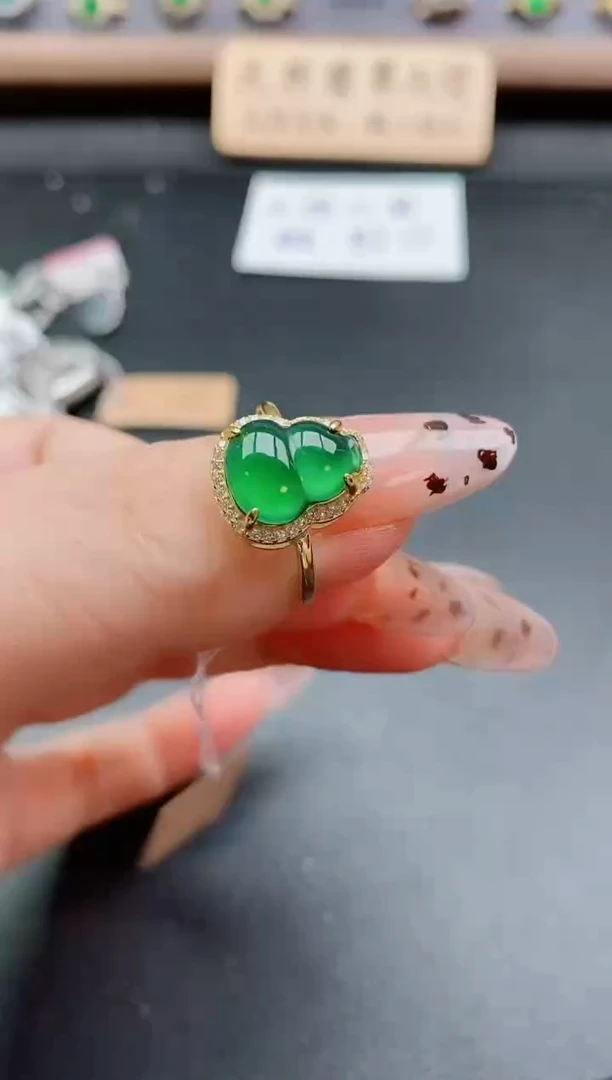 银S925镶嵌戒指翡翠1