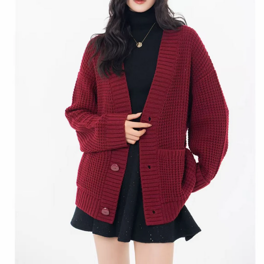 AMASS/阿玛施【流光风】优雅气质廓形针织外套女单排扣开衫 5499286
