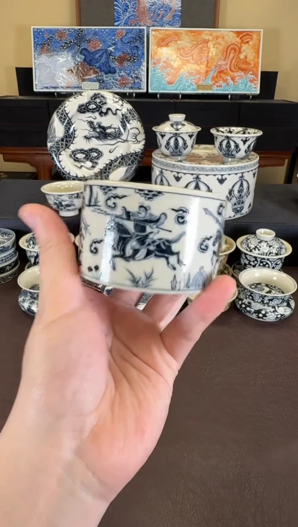 二号釉三英战吕布扳指杯