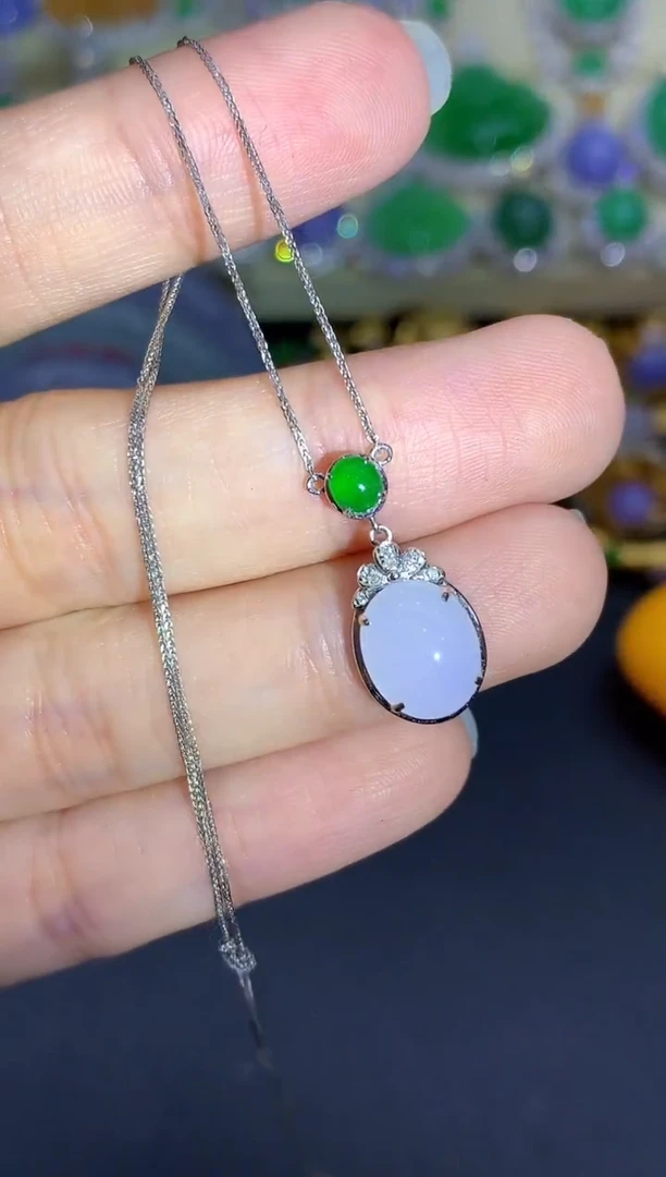 颈饰18K金镶嵌翡翠383-中国好珍宝