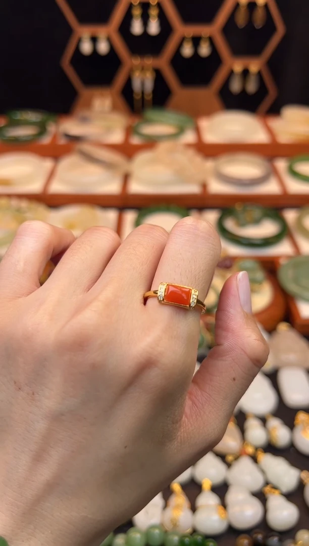 银S925镶嵌戒指南红玛瑙福利