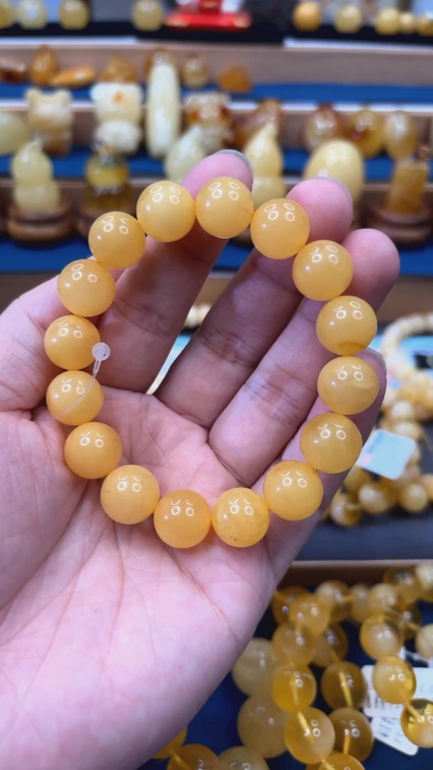 手串蜜蜡未镶嵌p71稀有焦皮料单圈 微瑕 13mm 20.4克