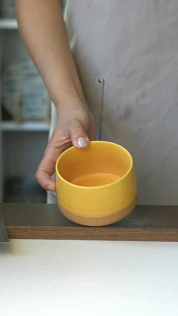 微瑕出德粗陶多巴胺杏黄手握杯260ml@4-2@