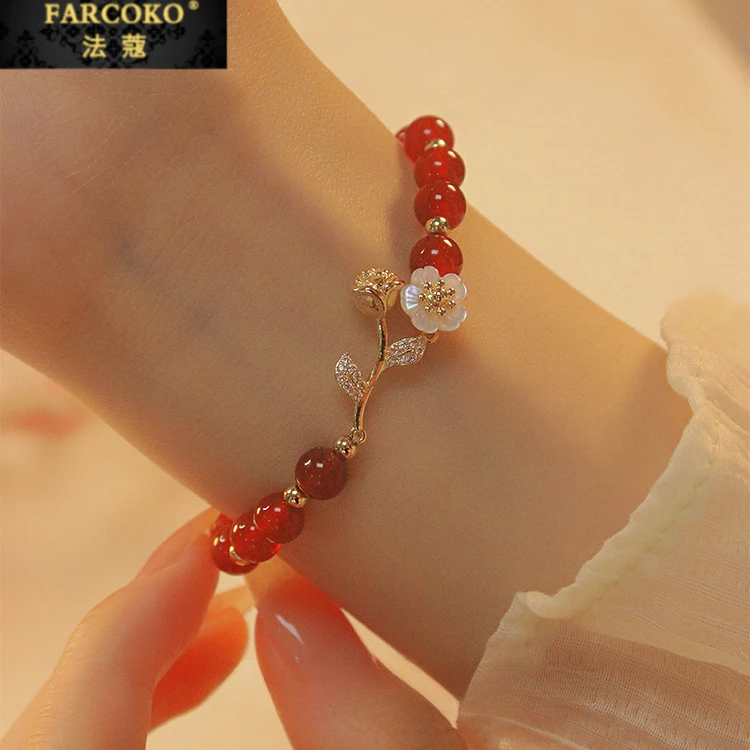 FARCOKO/法蔻 925银手链 山茶花手链女款轻奢小众设计情人节礼物