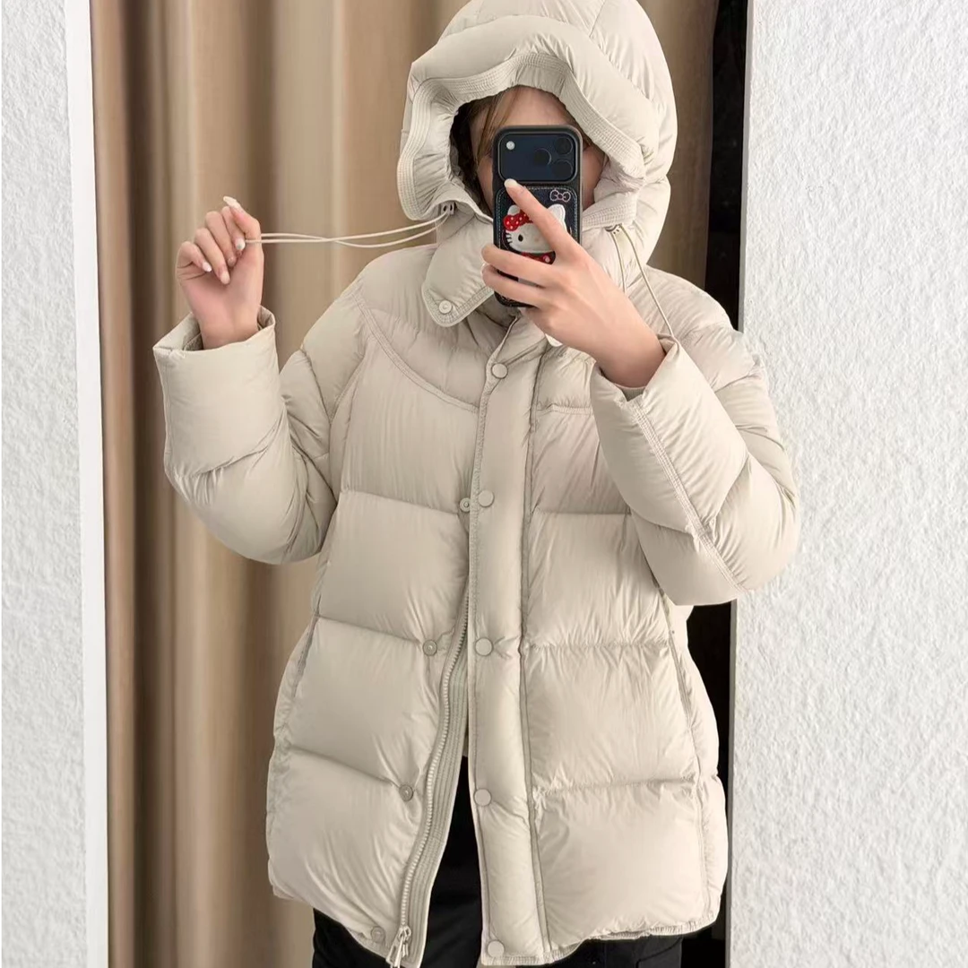 【恩姐】25年最新升级云感泡芙面料新款95白鹅绒可拆卸连帽鹅绒服