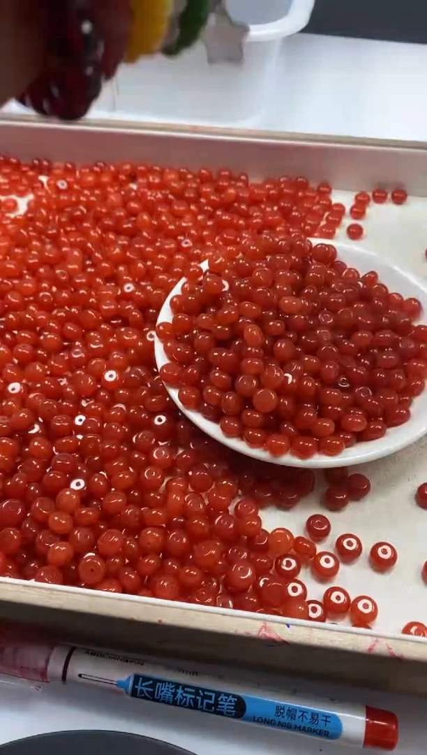 【闪购商品】玛瑙/玉髓颈饰未镶嵌w2011南红柿子红算盘8*5mm*20