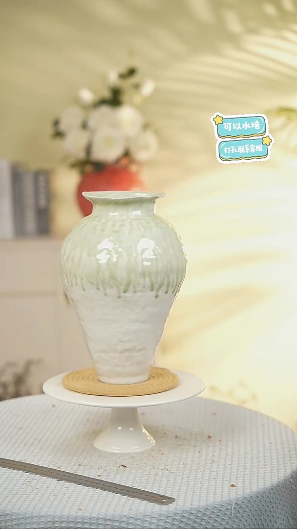 翠雨落白景德镇高端陶瓷花瓶家居水培插花瓶