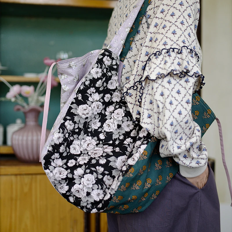 housedesign原创夏2025新设计碎花拼接托特包小众轻便单肩包包女