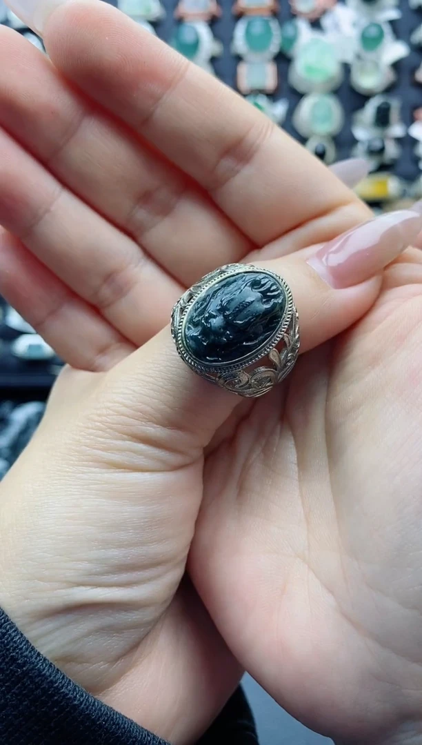 【闪购商品】翡翠戒指银S925镶嵌天然A货翡翠戒指