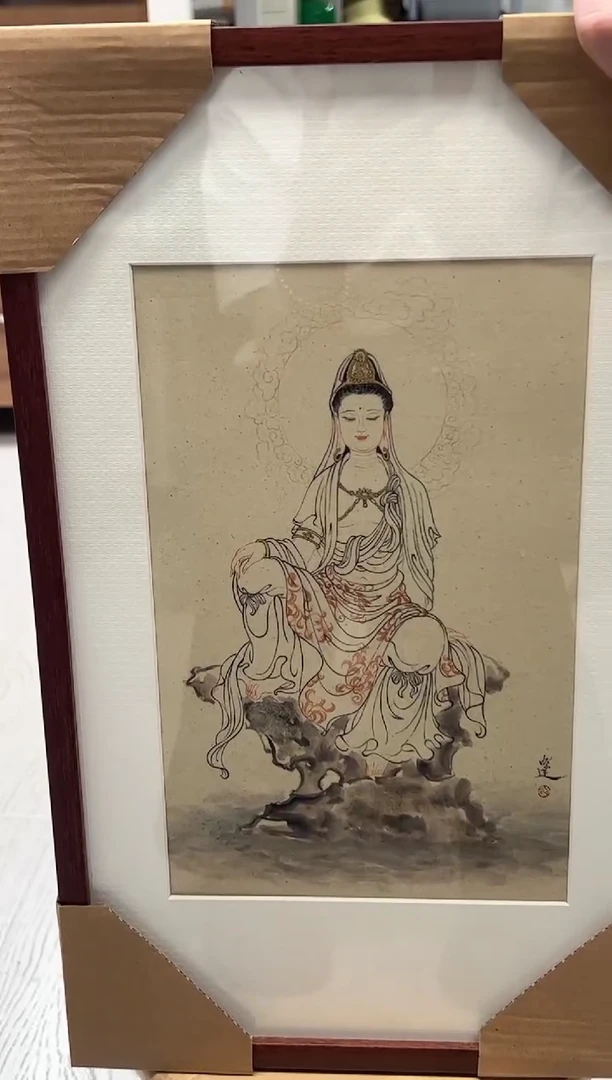 书法画一个GH300537F镜框观音