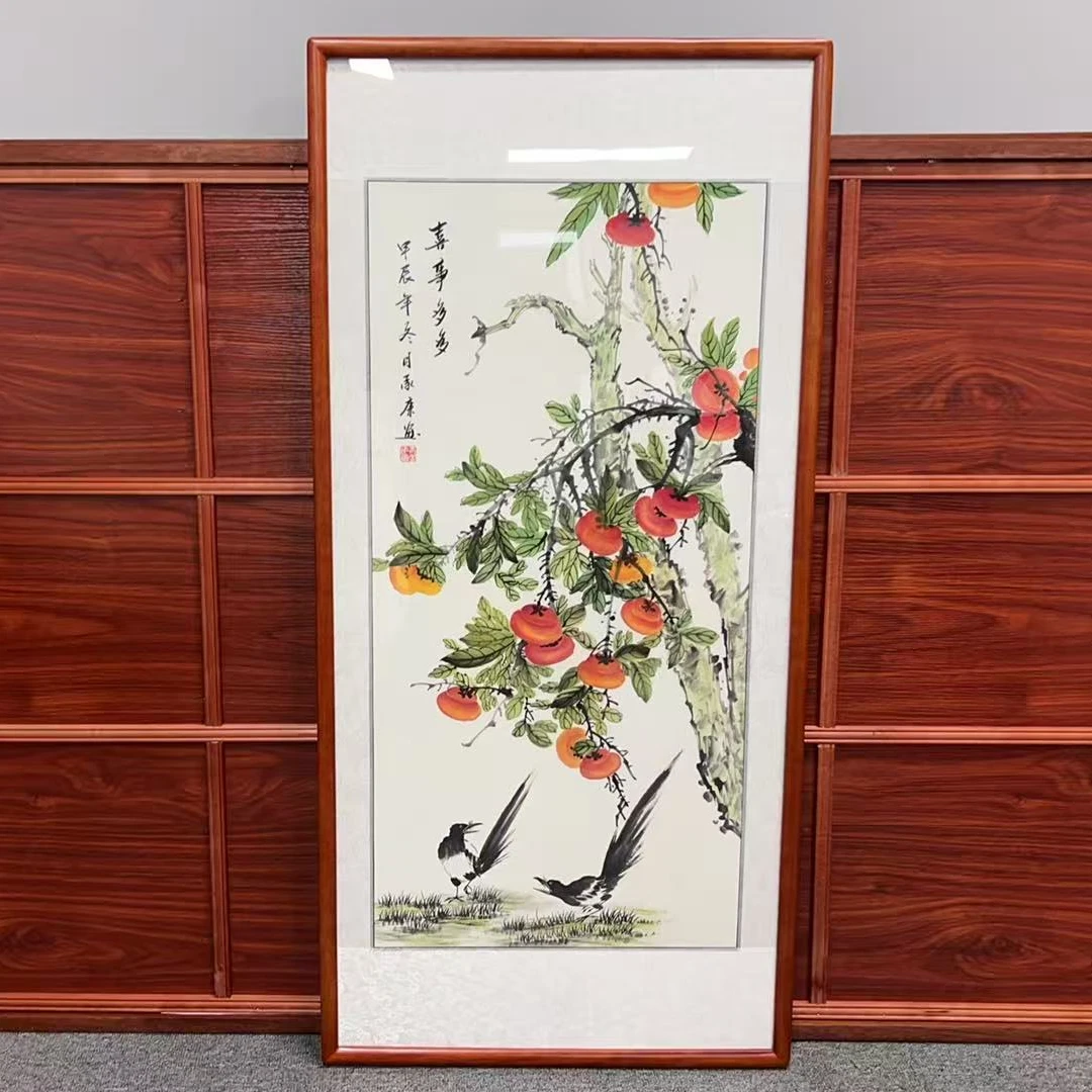 纯手绘-喜事多多130*62（玄关）新中式国画挂画
