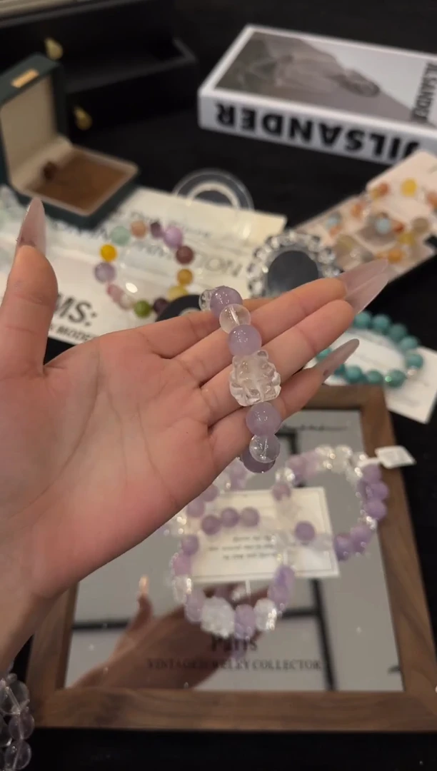 未镶嵌手链水晶凤九紫白双拼x3666