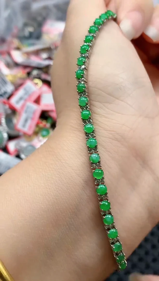 银S925镶嵌戒指翡翠天然A货缅甸翡翠