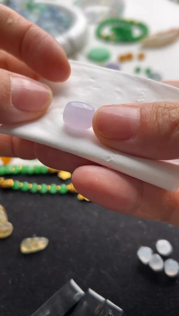 定制翡翠未镶嵌粉紫桶珠680+68-nxl111