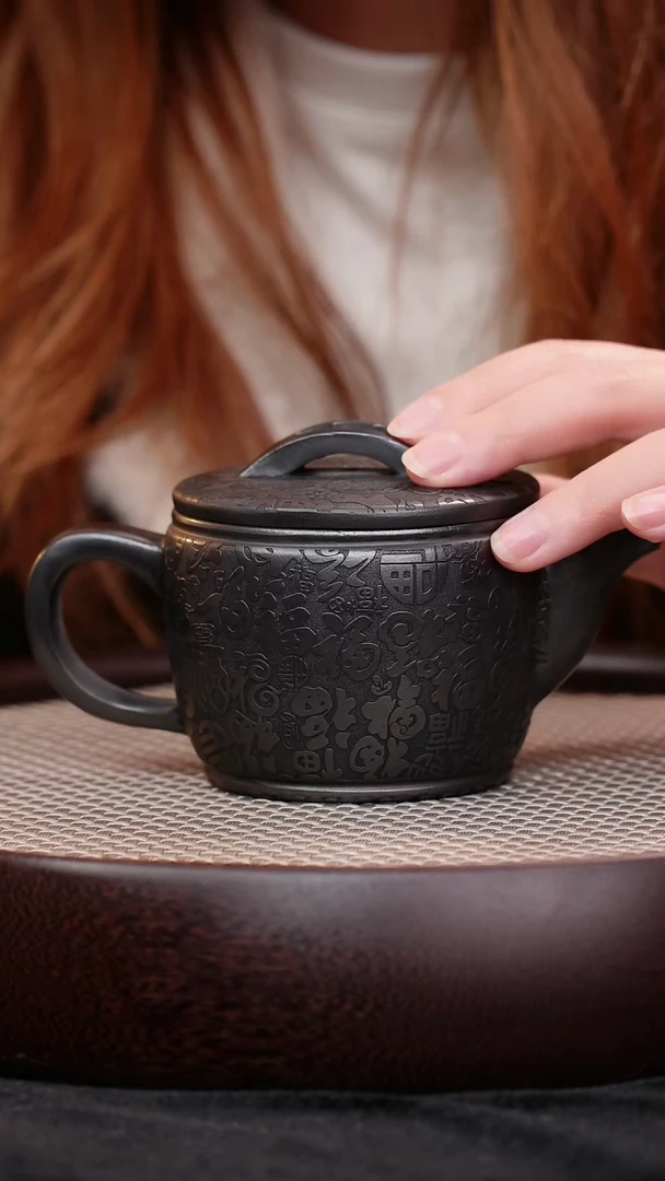 茶壶紫砂宜兴紫砂壶百福汉瓦