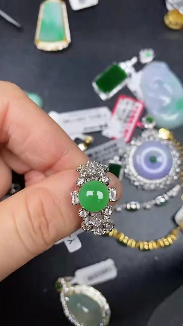 银S925镶嵌戒指翡翠2790