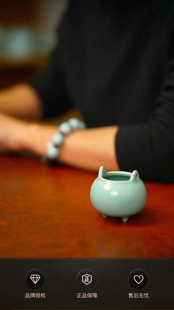 仿古支钉胖香炉不完美简装