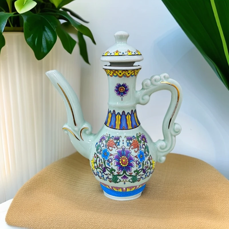 ZY-DP-A97-1斤青釉缠枝莲夜光酒壶1斤装/仅有一件