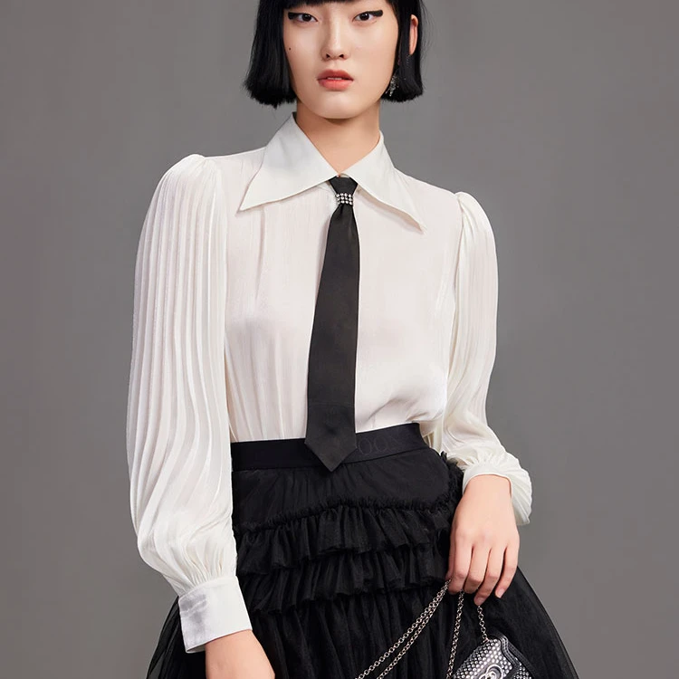 COCOON/可可尼经典撞色领结衬衫22307BN054023012