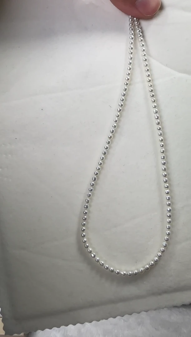 项链银S925镶嵌淡水珍珠小*玲淡水小米链