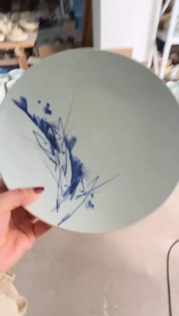 明舟金*多中暇手绘对虾10寸平盘（单只装）