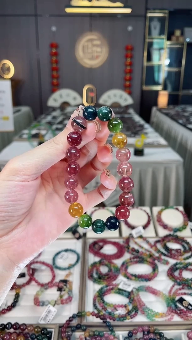 未镶嵌老矿碧玺彩虹单圈手串10mm+碧玺多样性发一条 dan