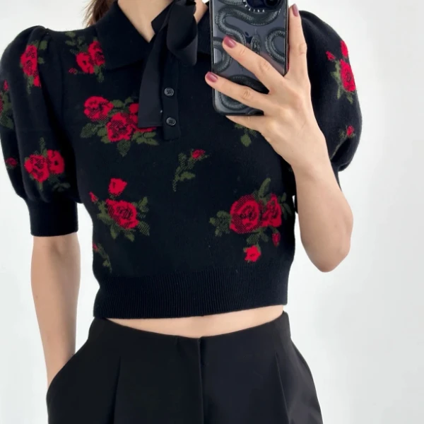 凊倉福力 时尚百搭提花套头上衣