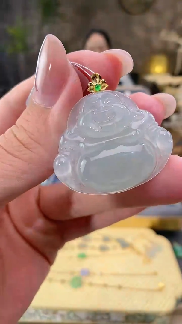 吊坠(不含链)18K金镶嵌翡翠佛公