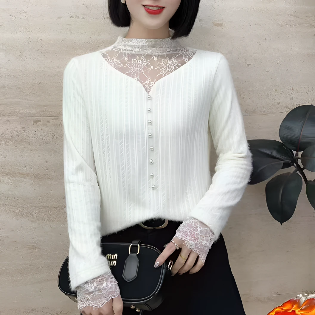 【晓琳现货】9070（不起球)纯色气质风显瘦上衣女